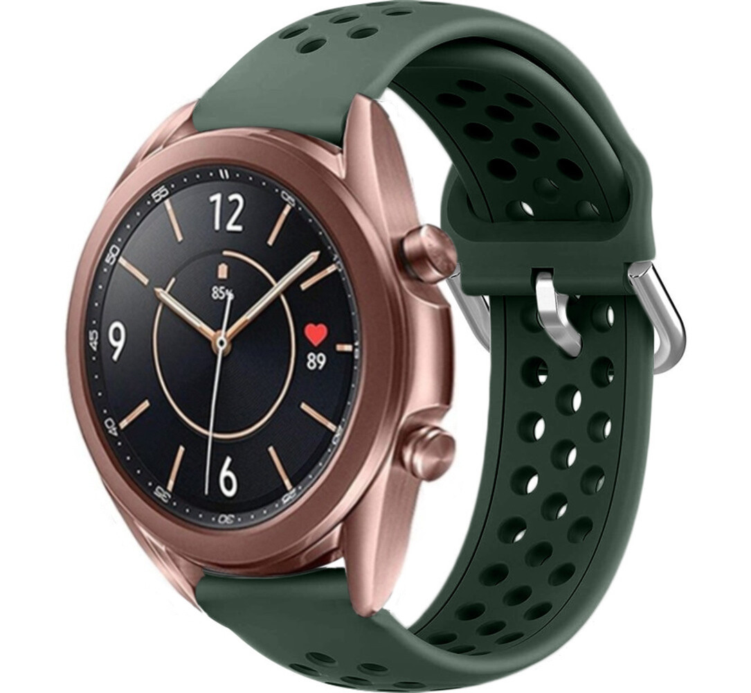 Strap-it Strap-it Bracelet silicone avec trous Samsung Galaxy Watch 3 41mm (vert armée)