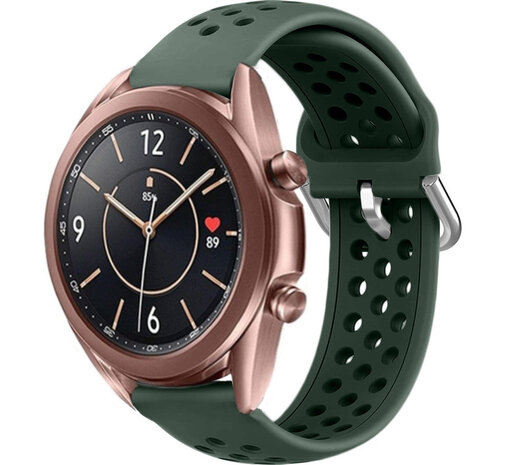 Strap-it Strap-it Bracelet silicone avec trous Samsung Galaxy Watch 3 41mm (vert armée)
