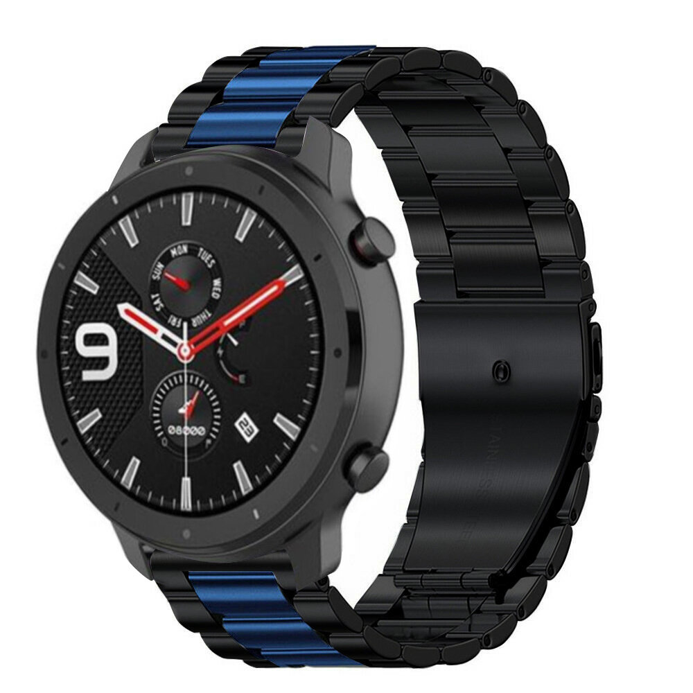 Strap-it Strap-it Bracelet acier Xiaomi Amazfit GTR (noir/bleu)
