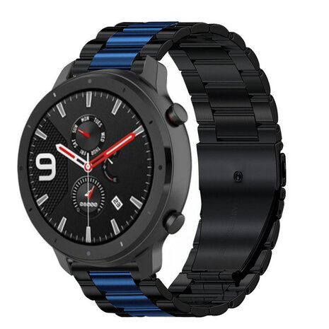 Strap-it Strap-it Bracelet acier Xiaomi Amazfit GTR (noir/bleu)