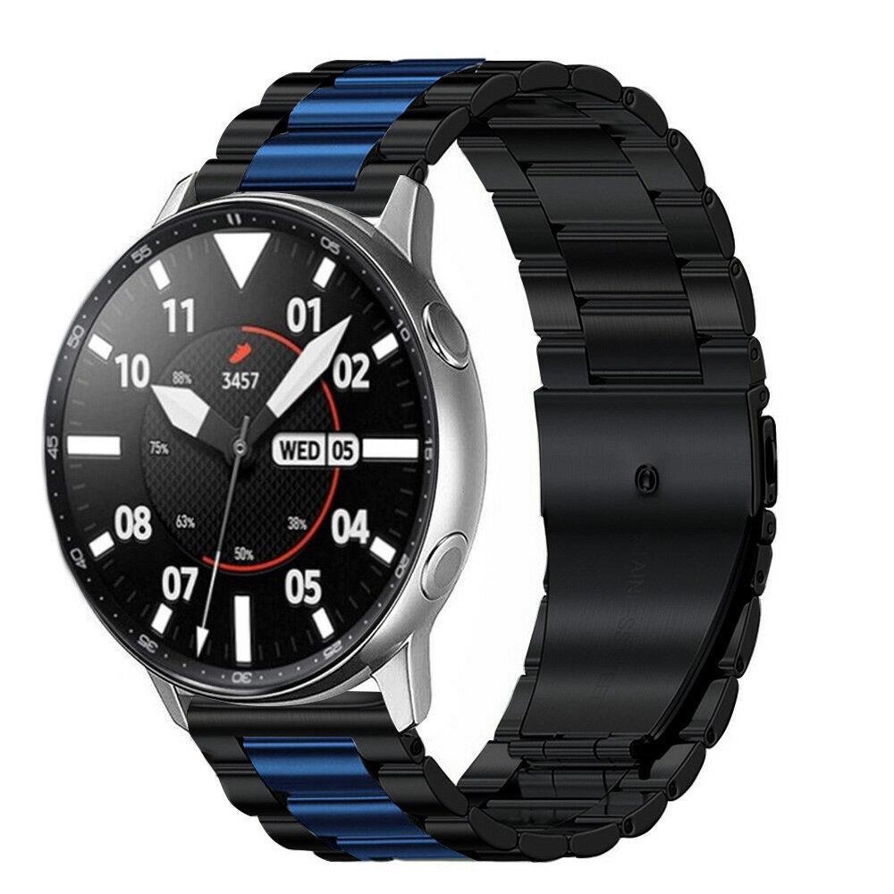 Strap-it Strap-it Bracelet acier Samsung Galaxy Watch 3 45mm (noir/bleu)