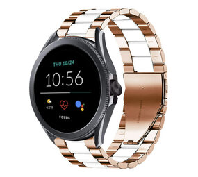Strap-it Bracelet acier Fossil Gen 5e 44mm (or rose/blanc) Strap-it Bracelet acier Fossil Gen 5e 44mm (or rose/blanc)