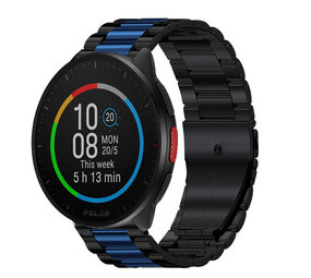 Strap-it Bracelet acier Polar Pacer (noir/bleu)
