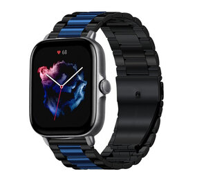 Strap-it Bracelet acier Amazfit GTS 3 (noir/bleu) Strap-it Bracelet acier Amazfit GTS 3 (noir/bleu)