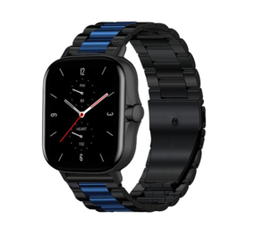 Strap-it Bracelet acier Amazfit GTS 2 (noir/bleu)