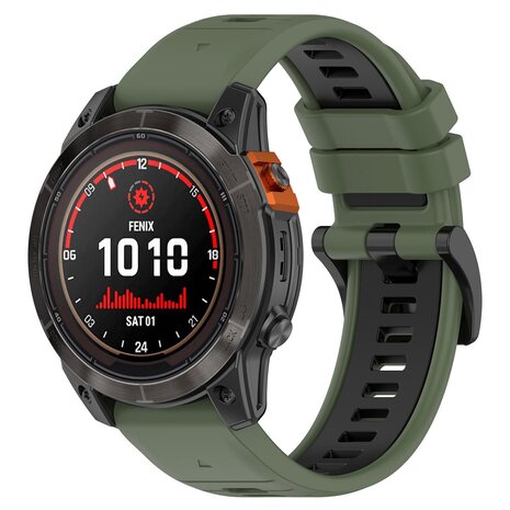 Strap-it Strap-it Bracelet sport á boucle Garmin Fenix 5 / 6 (vert olive/noir)