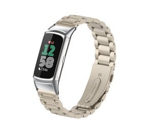 Strap-it Bracelet acier Fitbit Charge 5 (lumiere stellaire)
