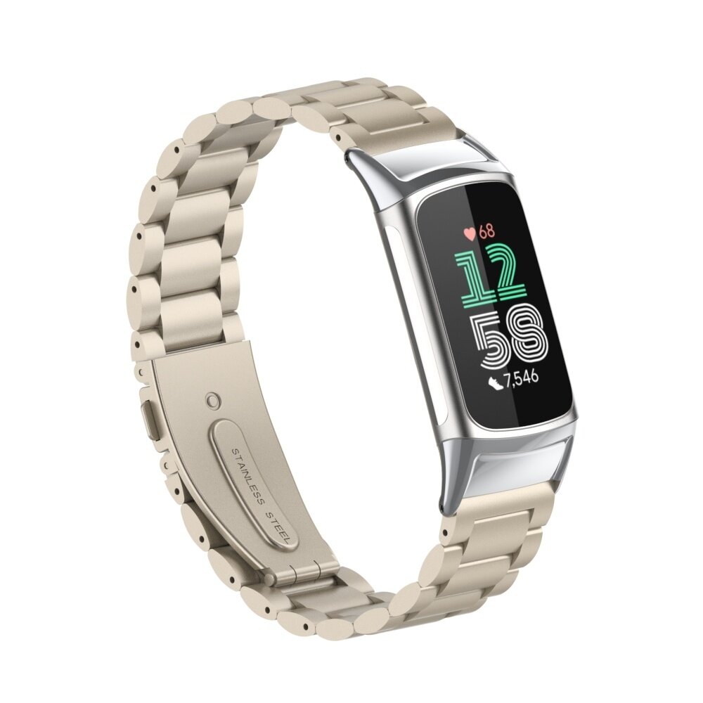 Strap-it Strap-it Bracelet acier Fitbit Charge 5 (lumiere stellaire)