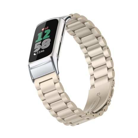 Strap-it Strap-it Bracelet acier Fitbit Charge 5 (lumiere stellaire)