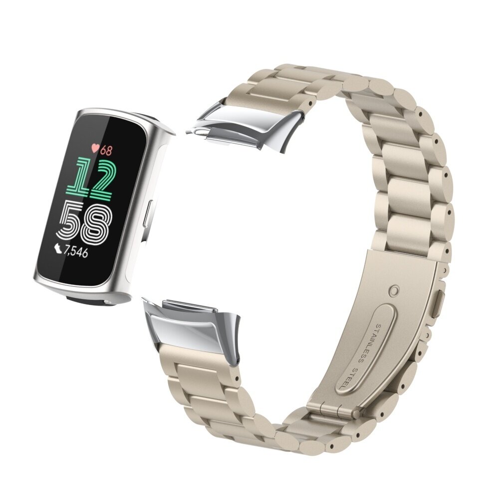 Strap-it Strap-it Bracelet acier Fitbit Charge 5 (lumiere stellaire)