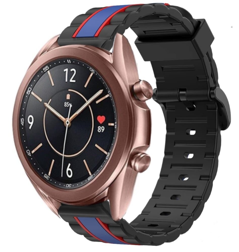 Strap-it Strap-it Bracelet sport spécial Samsung Galaxy Watch 3 41mm (noir/bleu) Strap-it Strap-it Bracelet sport spécial Samsung Galaxy Watch 3 41mm (noir/bleu)
