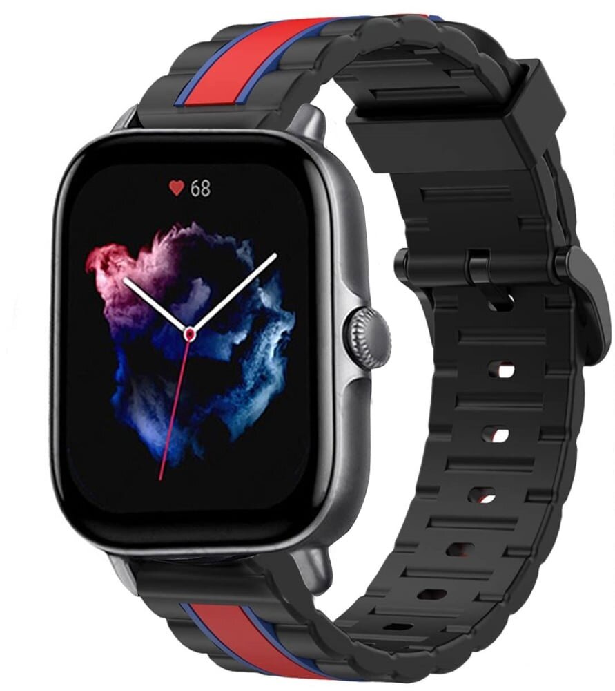 Strap-it Strap-it Bracelet sport spécial Amazfit GTS 3 (noir/rouge)