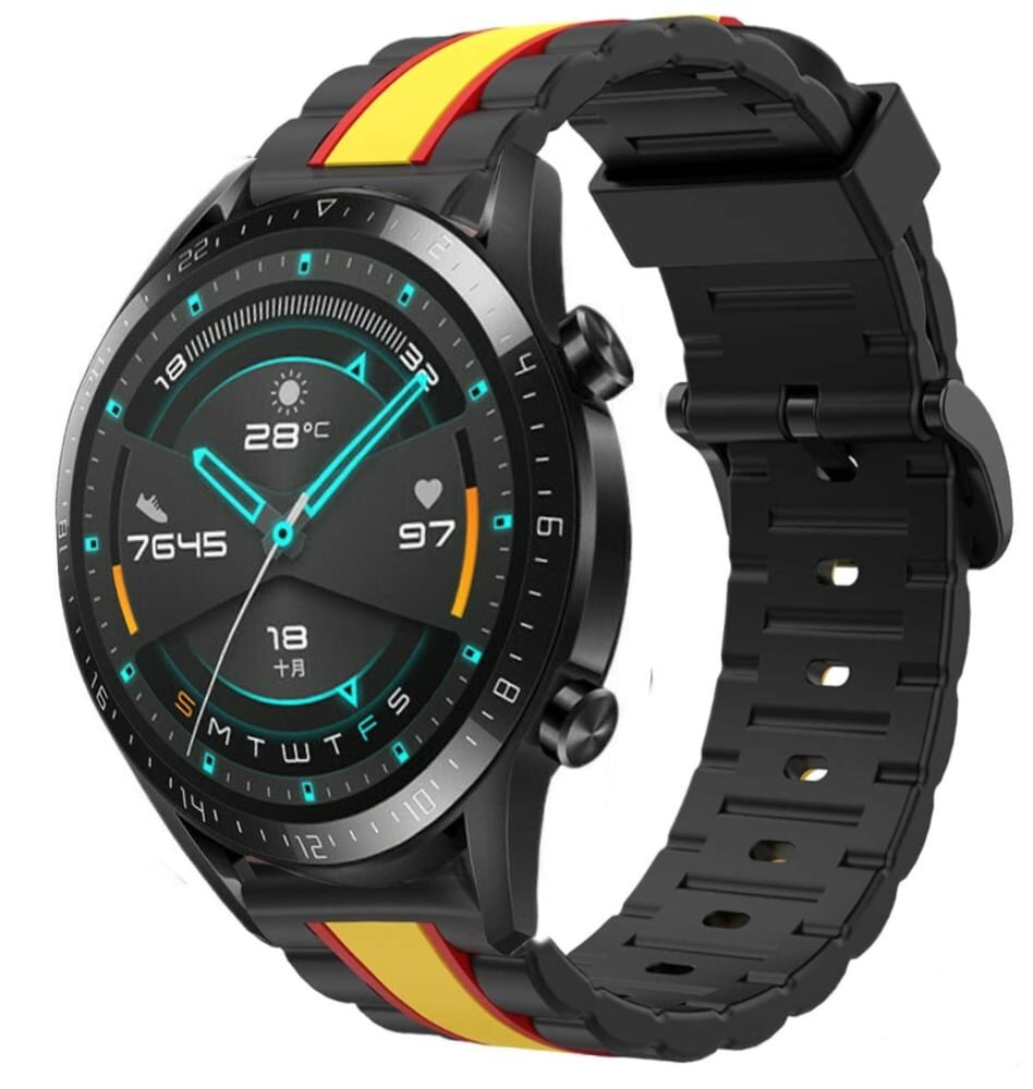 Strap-it Strap-it Bracelet sport spécial Huawei Watch GT 2 46mm (noir/jaune)