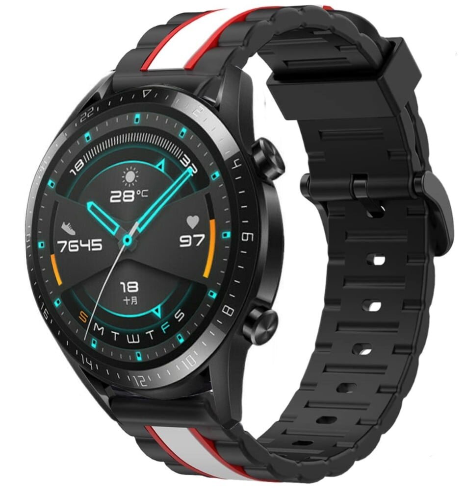 Strap-it Strap-it Bracelet sport spécial Huawei Watch GT 2 46mm (noir/blanc)