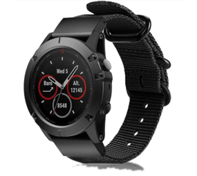 Strap-it Bracelet nylon á boucle Garmin Fenix 5 / 6 (noir)