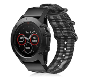 Strap-it Bracelet nylon á boucle Garmin Fenix 5x / 6x (noir/gris)