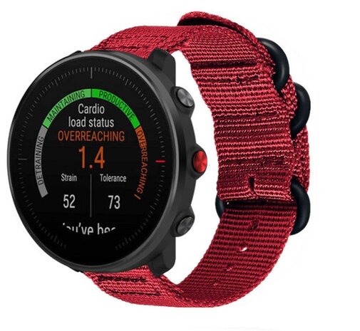Strap-it Strap-it Bracelet nylon á boucle Polar Vantage M (rouge)