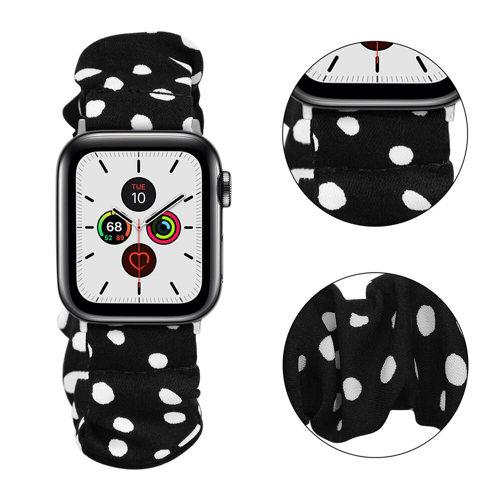 Strap-it Strap-it Bracelet chouchou Apple Watch (noir à pois)