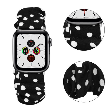 Strap-it Strap-it Bracelet chouchou Apple Watch (noir à pois)