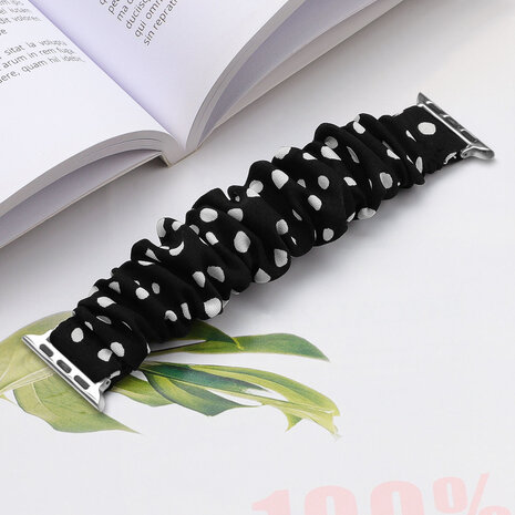Strap-it Strap-it Bracelet chouchou Apple Watch (noir à pois)