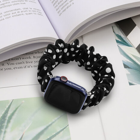 Strap-it Strap-it Bracelet chouchou Apple Watch (noir à pois)
