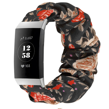 Strap-it Strap-it Bracelet chouchou Fitbit Charge 3 (fleurs)