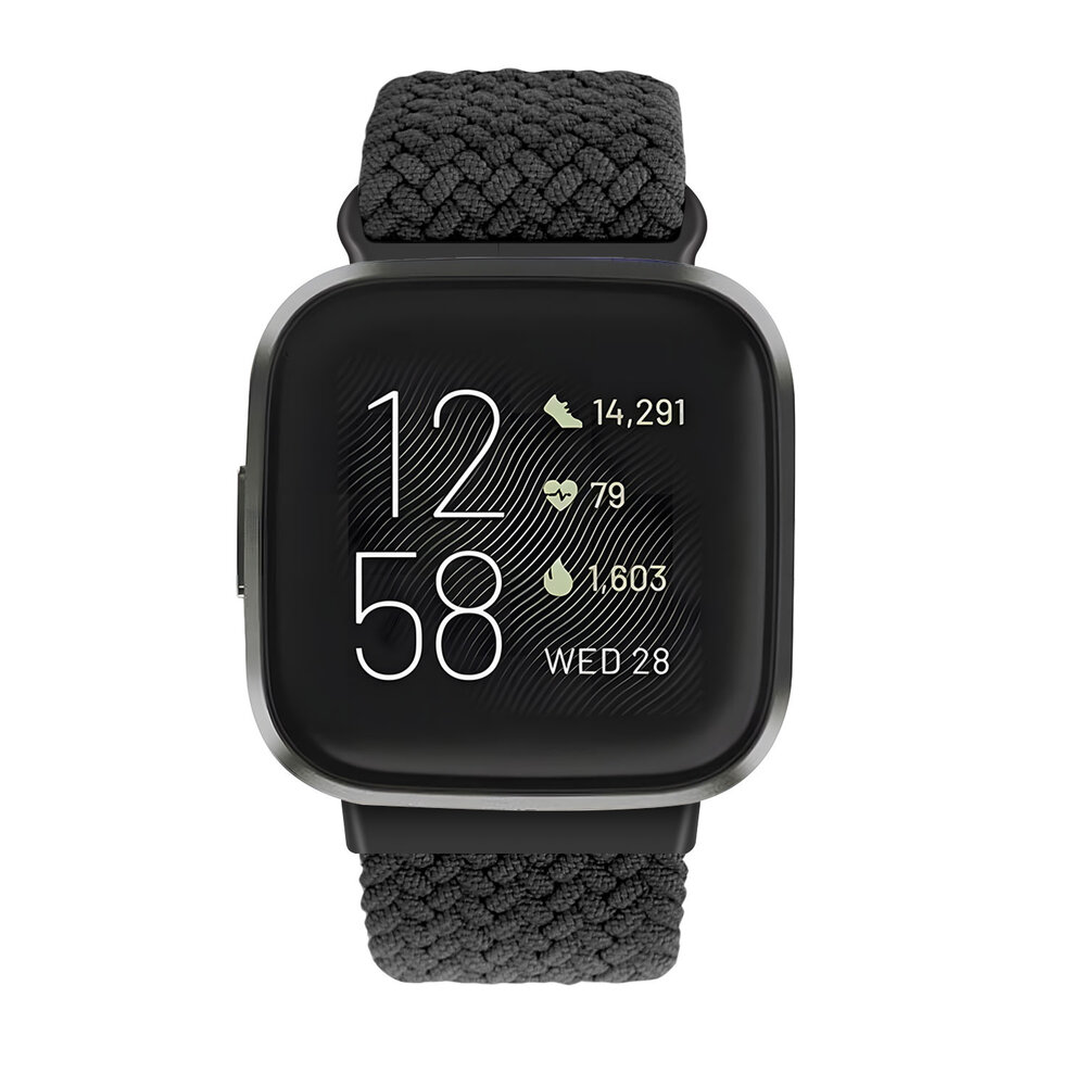 Strap-it Strap-it Bracelet tressé réglable Fitbit Sense (noir)