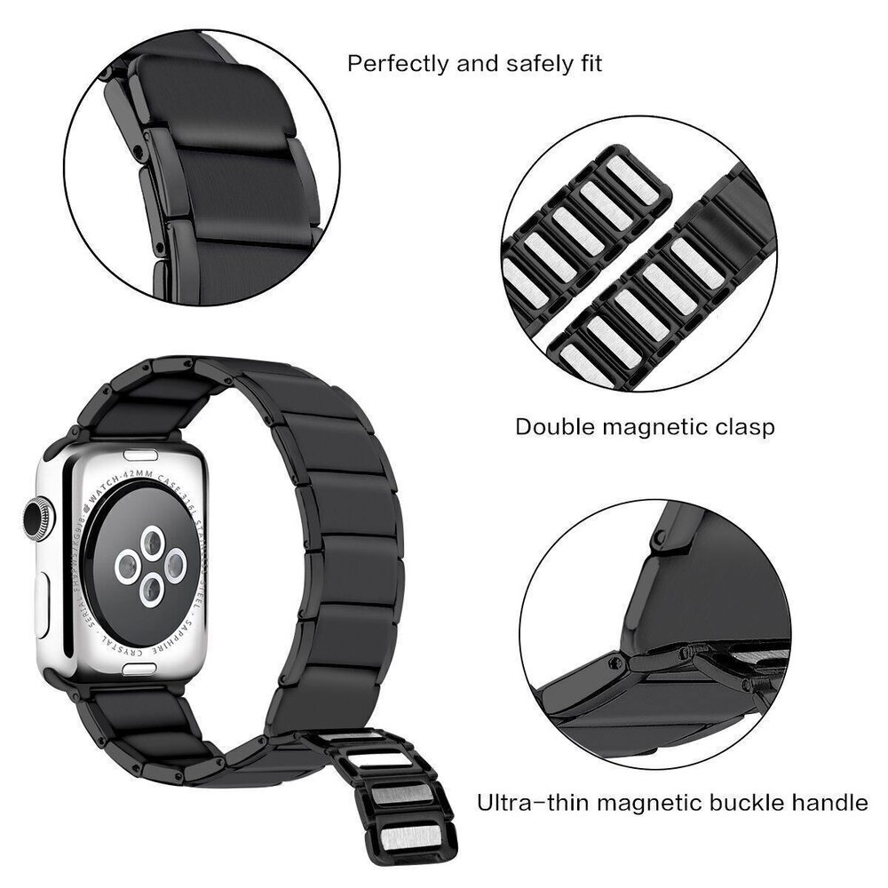 Strap-it Strap-it Bracelet acier magnétique de luxe Apple Watch (noir) Strap-it Strap-it Bracelet acier magnétique de luxe Apple Watch (noir)