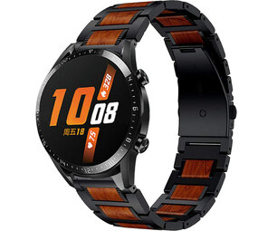 Strap-it Bracelet bois/acier Huawei Watch GT 2 46mm (noir) Strap-it Bracelet bois/acier Huawei Watch GT 2 46mm (noir)