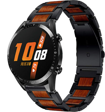 Strap-it Strap-it Bracelet bois/acier Huawei Watch GT 2 46mm (noir)