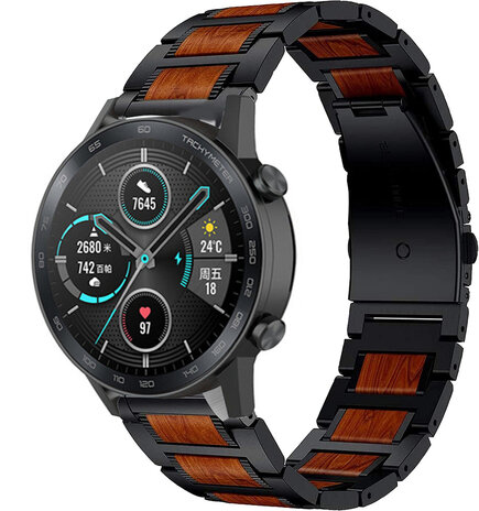 Strap-it Strap-it Bracelet bois/acier Honor Magic Watch 2 46mm (noir)