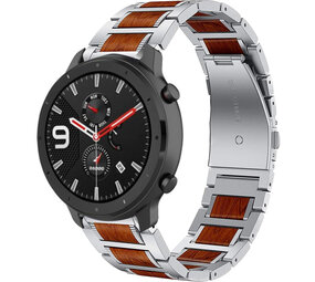 Strap-it Bracelet bois/acier Xiaomi Amazfit GTR 47mm (argent)