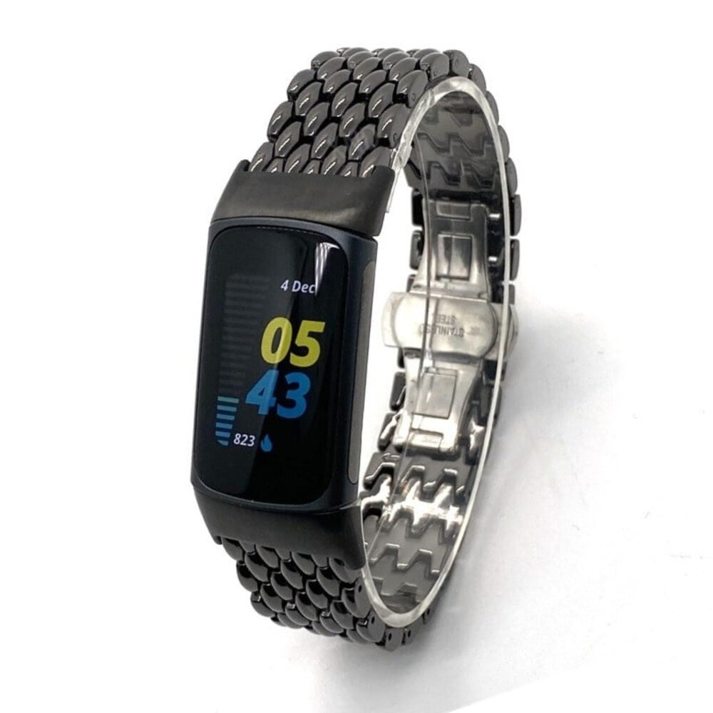 Strap-it Strap-it Bracelet acier dragon Fitbit Charge 5 (noir)