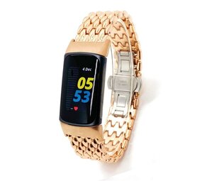 Strap-it Bracelet acier dragon Fitbit Charge 5 (or rose)