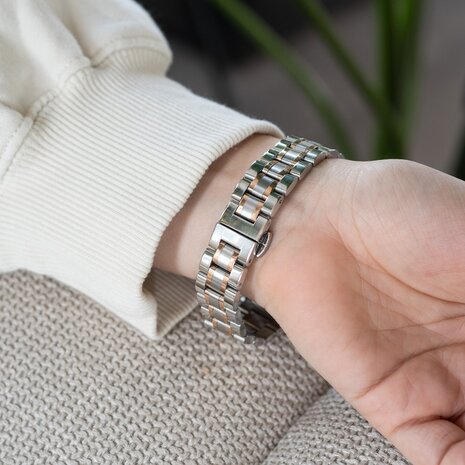 Strap-it Strap-it Bracelet en métal Fitbit Charge 5 (argent/or rose)