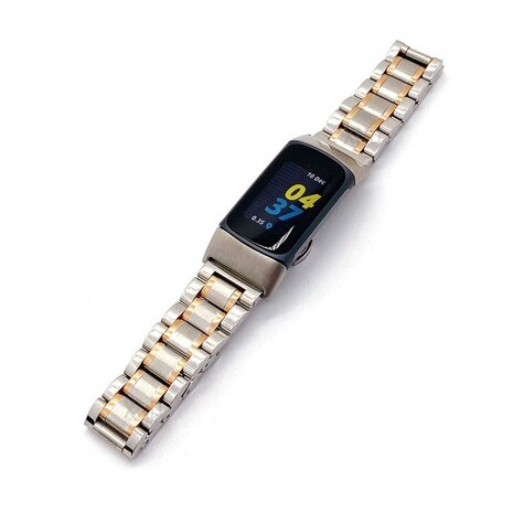 Strap-it Strap-it Bracelet en métal Fitbit Charge 5 (argent/or rose)