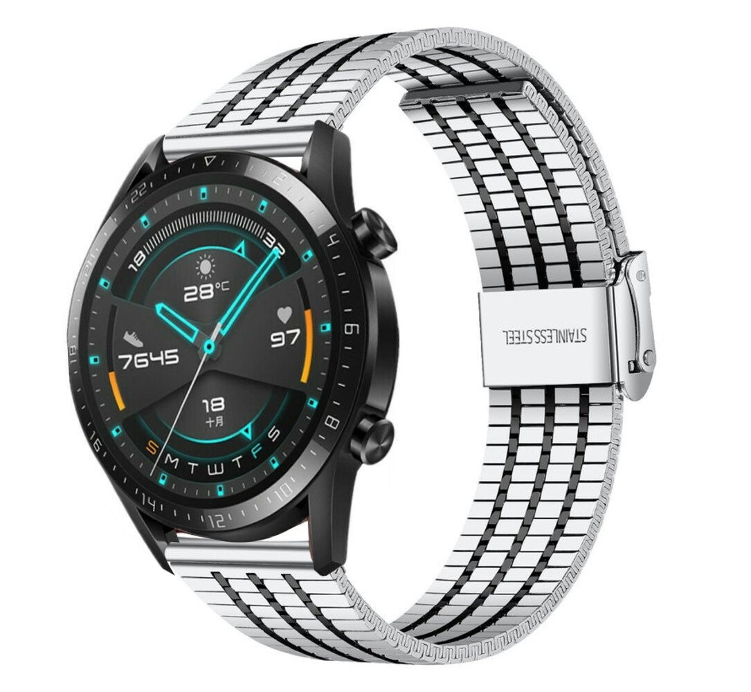 Strap-it Strap-it Bracelet acier de luxe Huawei Watch GT 2 (argent/noir)