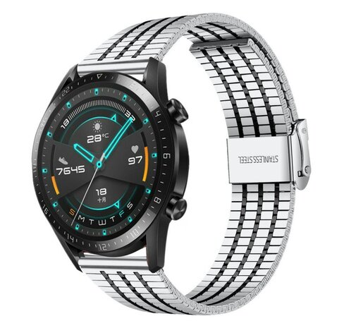 Strap-it Strap-it Bracelet acier de luxe Huawei Watch GT 2 (argent/noir)