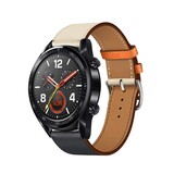 Strap-it Bracelet cuir Huawei Watch GT 2 (blanc/bleu foncé)