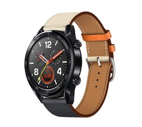 Strap-it Bracelet cuir Huawei Watch GT 2 (blanc/bleu foncé) Strap-it Bracelet cuir Huawei Watch GT 2 (blanc/bleu foncé)