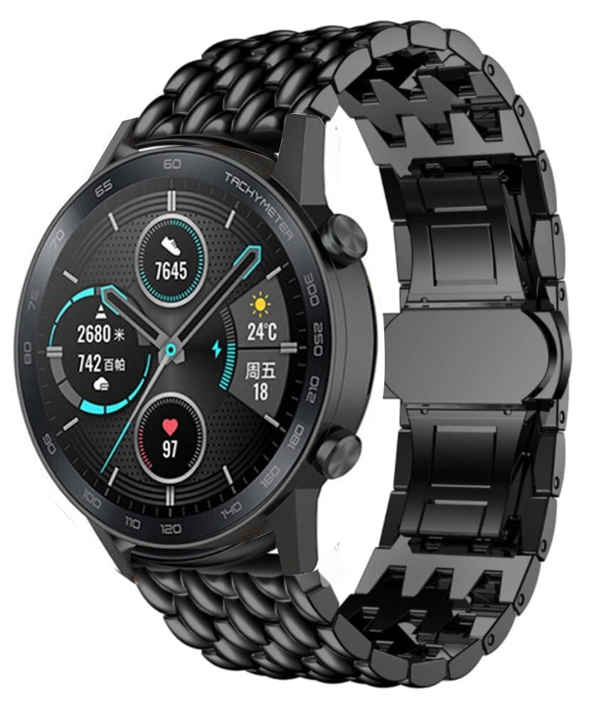 Strap-it Strap-it Bracelet acier dragon Honor Magic Watch 2 (noir)