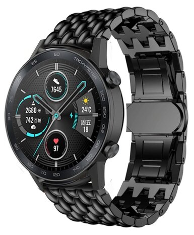 Strap-it Strap-it Bracelet acier dragon Honor Magic Watch 2 (noir)