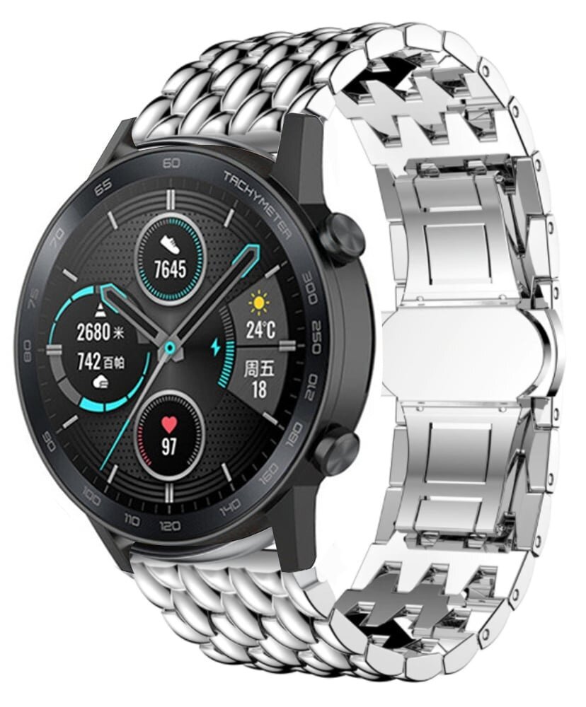 Strap-it Strap-it Bracelet acier dragon Honor Magic Watch 2 (argent)