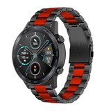 Strap-it Bracelet acier Honor Magic Watch 2 (noir/rouge) Strap-it Bracelet acier Honor Magic Watch 2 (noir/rouge)