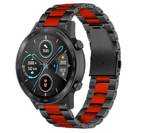 Strap-it Strap-it Bracelet acier Honor Magic Watch 2 (noir/rouge)
