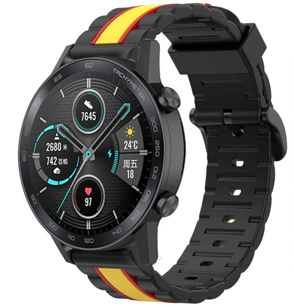 Strap-it Strap-it Bracelet sport spécial Honor Magic Watch 2 (noir/jaune) Strap-it Strap-it Bracelet sport spécial Honor Magic Watch 2 (noir/jaune)