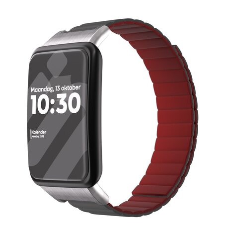 Strap-it Strap-it Bracelet silicone link Oppo Watch Free (gris/bordeaux)