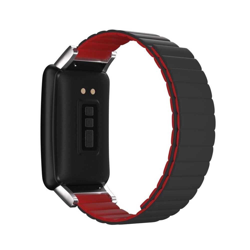 Strap-it Strap-it Bracelet silicone link Oppo Watch Free (gris/bordeaux)