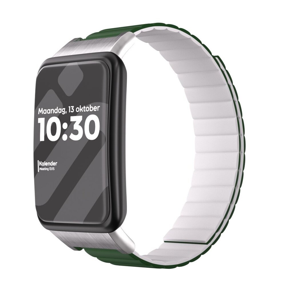 Strap-it Strap-it Bracelet silicone link Oppo Watch Free (vert/blanc)