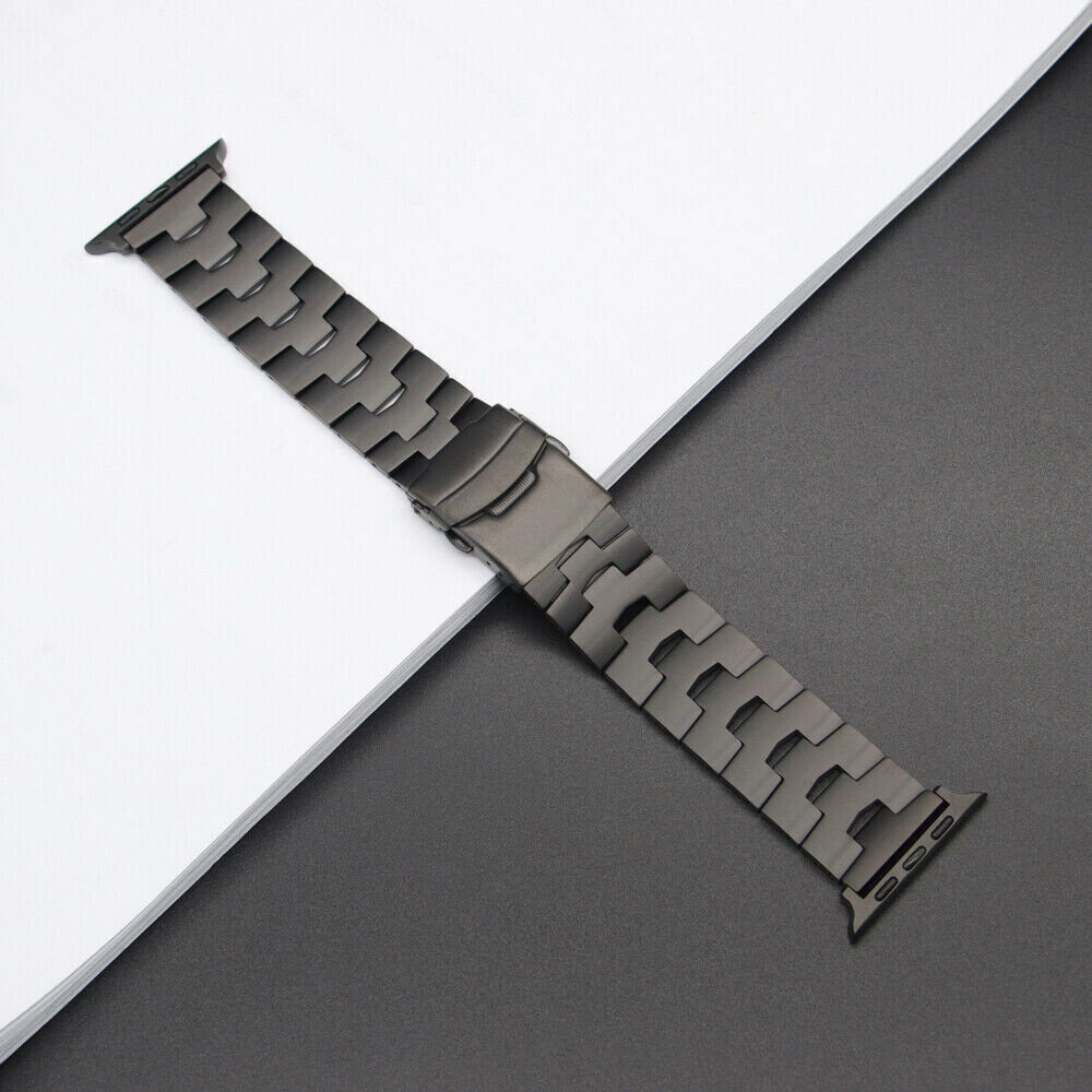 Strap-it Strap-it Bracelet titane grain Apple Watch (gris foncé)